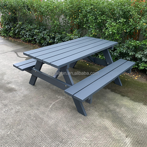 Commercial Decorative Outdoor Wood Picnic <strong>Tables</strong> Solid Wood Outdoor Garden <strong>Table</strong> <strong>with</strong> <strong>Bench</strong> for Cafes and Restaurants - Product Image 3