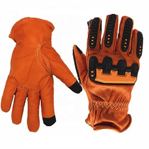 Venta al por mayor Mecánica Cuero TPR Guantes Anti-Vibración Anti-Impacto 5 Guantes resistentes a cortes Guantes de seguridad en el trabajo - Product Image 4