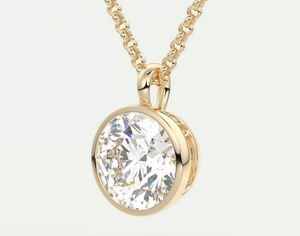 Conjunto de collar con colgante de bisel redondo con diamante de moissanita VVS 925 chapado en oro y plata al mejor precio para mujeres para fiestas - Product Image 2