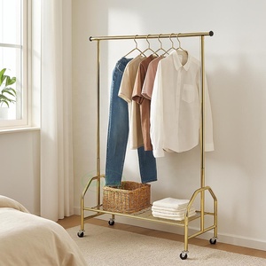Porte-vêtements simple doré au design industriel, robuste et moderne, pour la maison, gain de place, organisateur essentiel - Product Image 1