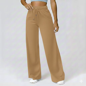 Pantalons de survêtement pour femmes, hiver, dentelle, devant plat, coupe régulière, taille moyenne, doux, polaire, confort, décontracté, quotidien - Product Image 6