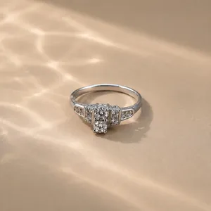Celestia Rhodium-Plated <b>Yellow</b> Gold Statement Ring with Natural Stone and White CZ - Product Image 3