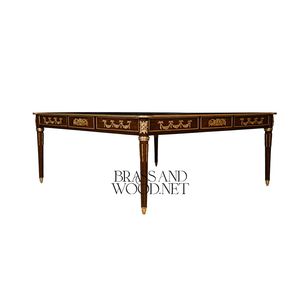 Mesa de Centro de Lujo con Marquetería Cuadrada, Incrustaciones de Madera Intrincadas, Elegantes Detalles Dorados y Diseño Europeo Clásico - Product Image 4