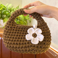 Sac à main ouvert en rotin tressé au crochet, style classique vietnamien, couleur unie, pour femme, en corde de laine, idéal pour l'été, les vacances, comme cadeau ou accessoire de mode