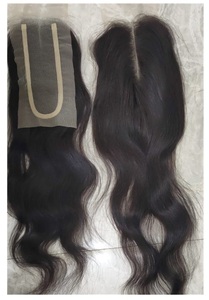 Pelo indio Virgen sin procesar de la mejor calidad al por mayor India Temple onda de agua suave pelo virgen crudo mechones de trama cierre frontal - Product Image 3