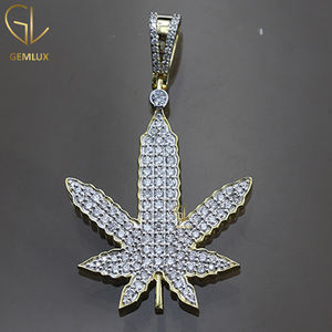Alta calidad nuevo diseño de moda VVS Moissanite diamante personalizado Iced Out Leaf estilo HipHop joyería fina para hombres - Product Image 3