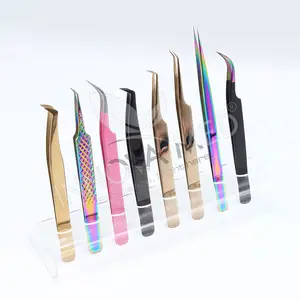 Pinzas de punta de fibra de 90 grados de alta precisión, pinzas antiestáticas de Pakistán, pinzas de acero inoxidable, extensiones de pestañas, logotipo personalizado - Product Image 1