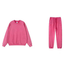 Conjunto de chándal lavado ácido personalizado | Sudadera con capucha lisa y cuello redondo para estampado | Ropa de calle unisex al por mayor 2025 - Product Image 6