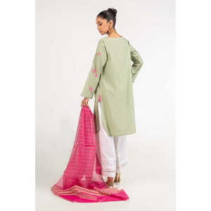 Chemisier en coton à impression sérigraphique vert clair, hauts modestes teints à la main - Product Image 5