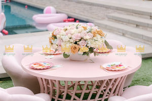 Ensemble de table et de chaises en rotin rond moderne sans danger pour les enfants pour les fêtes en plein air hôtels ou extérieurs prix de gros - Product Image 4