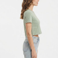 Kaos Crop Wanita Lengan Pendek Atasan Kasual Slim Fit Fashion Streetwear Pakaian Musim Panas Pakaian Kustom Pemasok Grosir