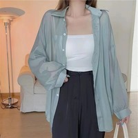 Nueva camisa de verano informal para mujer, camisas de manga larga para mujer, camisas de gran tamaño con cuello vuelto y estilo de algodón 100%