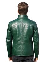 Veste en cuir véritable pour homme, imprimé animal, col montant, fermeture éclair, style streetwear hiver, manteau de motard respirant