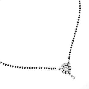 925 Sterling Silver Cubic Zirconia Mangalsutra <b>Necklace</b> Traditional Black <b>Beads</b> Silver Chain Fine Beaded Traditional Gift for - Product Image 2