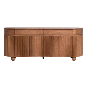 Buffet en bois massif à nervures avec tiroirs, meuble de rangement moderne européen pour salon, salle à manger, hôtel, villa - Product Image 1