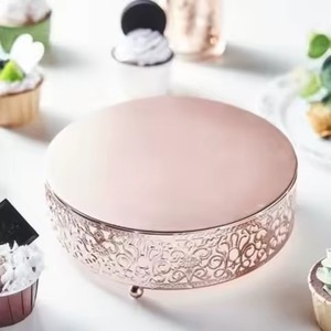 Support de gâteau en marbre de qualité supérieure pour base en métal pour porte-gâteau de taille personnalisée support de serveur doux de forme ronde fait à la main - Product Image 4