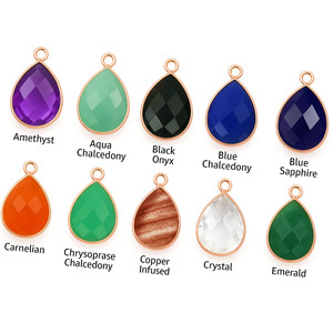 Quartz cristal naturel à facettes en forme de poire pendentif en pierre précieuse 15x20mm plaqué or rose lunette ensemble pierre de naissance charme fabrication de bijoux - Product Image 6