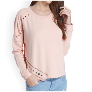 Venta al por mayor personalizado liso cuello redondo sudaderas secado rápido transpirable mujeres Color sólido sudadera OEM servicio precio barato - Product Image 6
