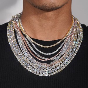 Collar Unisex de Oro Sólido de 14k, Estilo Hip Hop, Joyería Fina de Primera Calidad, Cadena Cubana con Diamantes de Laboratorio Multicolores, Certificado IGI - Product Image 1