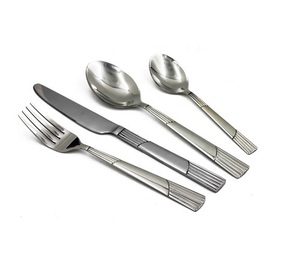 Juego de cubiertos de metal plateado de diseño moderno, mango martillado para el hogar y la boda, juegos de cubiertos para comer comida de mesa - Product Image 5