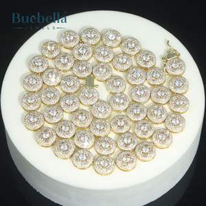 Venta caliente 14K Chapado en oro 925 Plata de ley 10mm Collar de corte redondo para hombres Collar Premium - Product Image 5