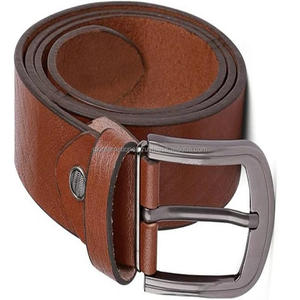 เข็มขัดหนังลำลองแฟชั่นสำหรับผู้ชายหนังแท้สีแทนมีทุกขนาดและสีพร้อมหัวเข็มขัดหมุดเดี่ยวสีเงินด้าน - Product Image 1