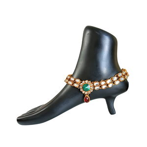 Bijoux payal indiens pour femmes plaqué or cristal floral Kundan bijoux de mariage de mariée fabricant indien bijoux en gros - Product Image 2