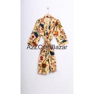 Chaqueta Kimono Kantha de Lujo, Acolchada, Estampada a Mano, 100% Algodón, Elegante, para Invierno, Festiva, Transpirable y Suave para Mujer - Product Image 6