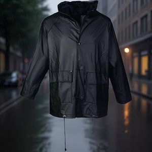 Veste de pluie noire en PU ASATEX, élégante et durable - Product Image 3