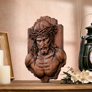 Couronne d'épines de Jésus, Art mural, Relief de la <span class=keywords><strong>Passion</strong></span> sculpté à la main en <span class=keywords><strong>bois</strong></span>, Décoration chrétienne de la crucifixion, Plaque murale suspendue - Product Image 6