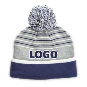 Gorro de Punto con Puño y Pompones de Alta Calidad Hecho a Medida, Gorro de Invierno de Jacquard de Punto de Moda, Superventas, para Hombre, Fabricante OEM - Product Image 1