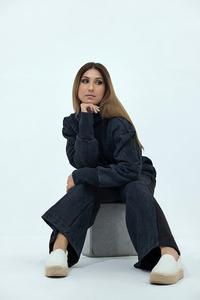 ชุดกีฬาแบบสวมหัวพิมพ์3D พัฟชุดวอร์มทรงหลวมมีฮู้ดและกางเกงทรงหลวมชุดวอร์มออกแบบได้ตามต้องการสำหรับผู้หญิง - Product Image 5