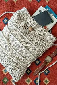 New Arrive Handcrafted Ethnic Beautiful Macrame <b>Boho</b> Openwork Bucket Bag Hand-knotted <b>Boho</b> Shoulder Bags Perfect for Casual Use - Product Image 2