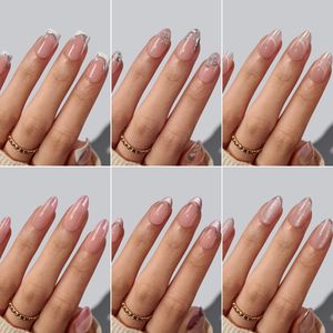 BTARTBOX Künstliche Fingernägel Winter Falsche Nägel Großhandel Soft Gel Cat Eye Mandel French Tip Handgefertigte Press-on-Nägel - Product Image 2