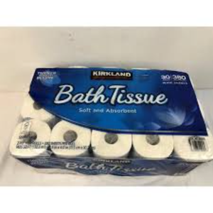 Papier toilette Kirkland Signature Blue Ribbon 2 plis en pâte de bois vierge écologique, 30 rouleaux doux et jetables, 380 feuilles par rouleau - Product Image 1