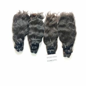 Vendor Aligned Cuticle Virgin Indian Temple Human Hair <b>Extensions</b> 100% Natural Black Color Wavy Bundles with Machine Double Weft - Product Image 4