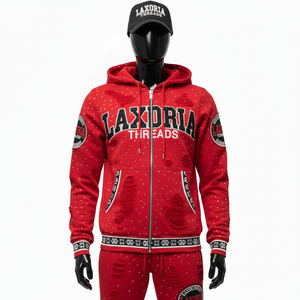 Distressed Embroidery Patch Men's Sweatsuit <b>Zip</b> <b>up</b> <b>Hoodie</b> Flared Pants Tracksuit Unisex Acid Washed Sweatpants and <b>Hoodie</b> Set - Product Image 3