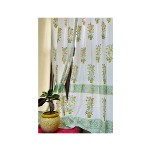 Look d'impression de bloc rustique blanc sur mesure 5x7 pieds à la main 100% coton brodé Texture rideaux avec rideaux en tissu lavable - Product Image 4