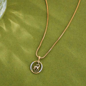 Collier Pendentif Chiffre Moderne Plaqué Rhodium avec Perles et Zircons – Bijou Tendance pour Fêtes - Product Image 1