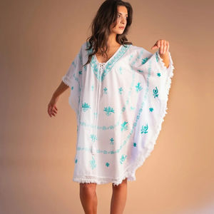 Vestido caftán bordado superventas Seashore Beach Swim Wear con dobladillo con flecos Sexy Resort Cover-up Paisley Pattern a precio - Product Image 1