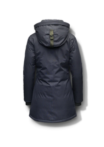 Parka d'hiver matelassée respirante en toile tricotée à capuche pour femmes de la marine de qualité personnalisée - Product Image 5