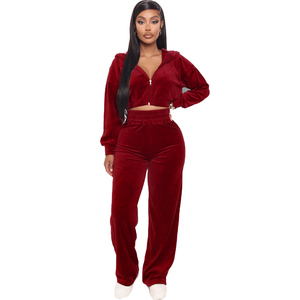 Automne hiver femmes velours 2 pièces Jogging pantalon ensemble Designer Logo haut court sweats à capuche survêtement décontracté velours survêtements 2025 - Product Image 6