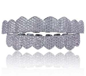 Grillz Hip Hop Personnalisé en Argent Sterling 925 et Or 10K 14K avec Poussière de Diamant Blanc, Pendentifs et Breloques, Plaqué Or, pour Fêtes, avec Coupes Gratuites - Product Image 6