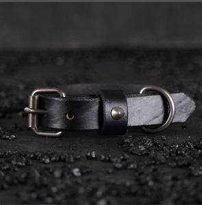 Collier de chien en cuir classique. Style vintage. 1 pouce de large. Collier de chien de chien brun antique pour lévrier et Whippet - Product Image 3