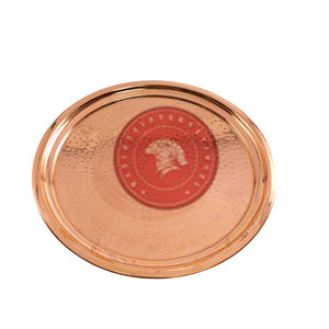 Plateau de service en cuivre martelé artisanal, prix élevé, 14 pouces | Plateau décoratif de conception traditionnelle | Qualité supérieure au meilleur prix - Product Image 1