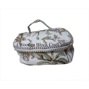 High Quality tropical Print <b>Makeup</b> <b>Bag</b> Set Floral Printed Cotton <b>Quilted</b> vanity Set Three Stylish Cosmetic and Travel Organizer - Product Image 1