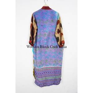 High Quality Funky Style Paisley Patchwork Silk Blend Kimono Robe Satin Lounge Wear <b>for</b> Spring Summer and New <b>Nightwear</b> Gown - Product Image 5