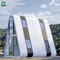 10000 USD 3m Shandong Story Maison préfabriquée à ossature en A à 2 étages, type capsule spatiale, avec garage