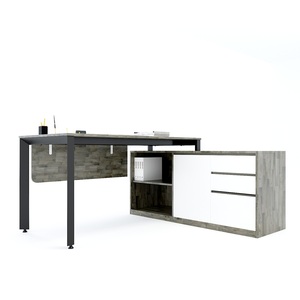 Executive 160x140cm Trian System <b>Desk</b> with Luxury Contemporary Design <b>Solid</b> <b>Wood</b> L-Shaped Tabletop Triangular Iron Legs HBTA021 - Product Image 4