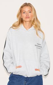 Customized Ash <b>Grey</b> Premium Piping Drop Shoulder <b>Women's</b> Oversize <b>Hoodie</b> Anti-Wrinkle & Breathable Hoodies <b>Women's</b> <b>Zip</b> Up <b>Hoodie</b> - Product Image 2